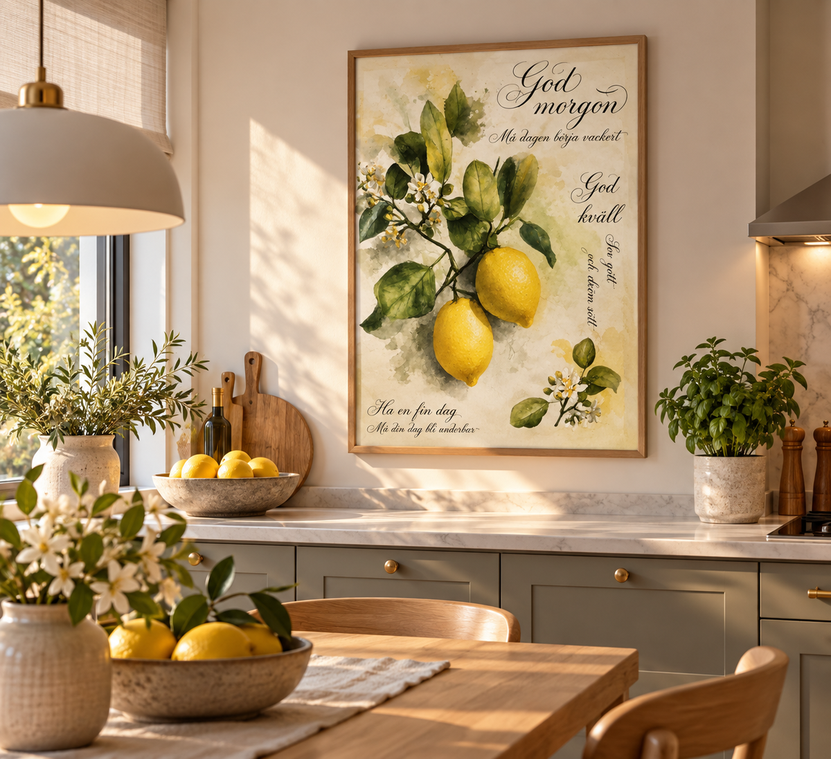 Citroner och Svenska Hälsningar – Inramad Exklusiv Matt Poster