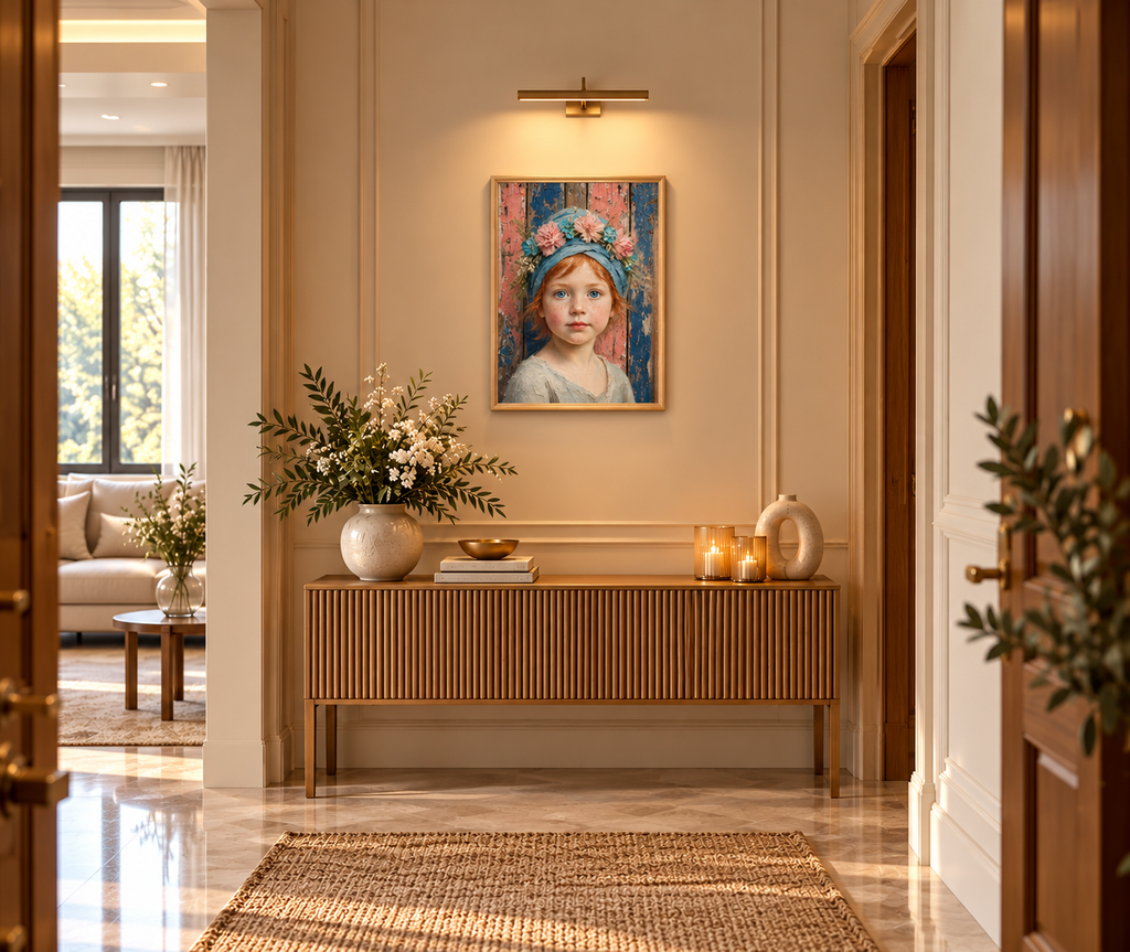 Flicka med Blomsterkrans – Inramad Exklusiv Matt Poster