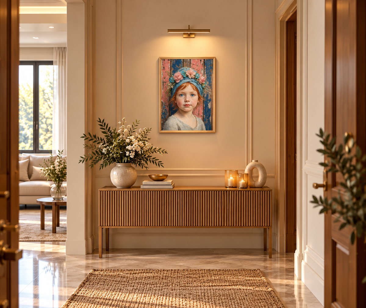 Flicka med Blomsterkrans – Inramad Exklusiv Matt Poster