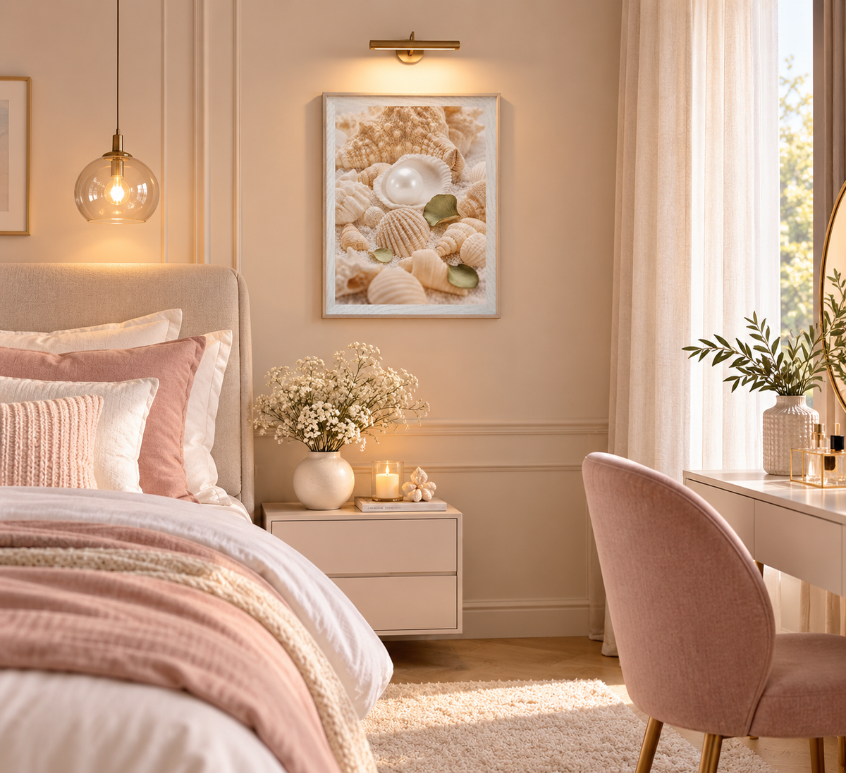 Snäckor och Pärla – Inramad Exklusiv Matt Poster
