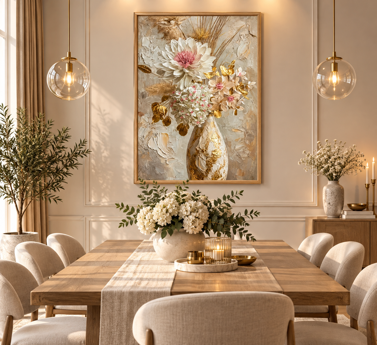 Gyllene Vas och Blomster – Inramad Exklusiv Matt Poster